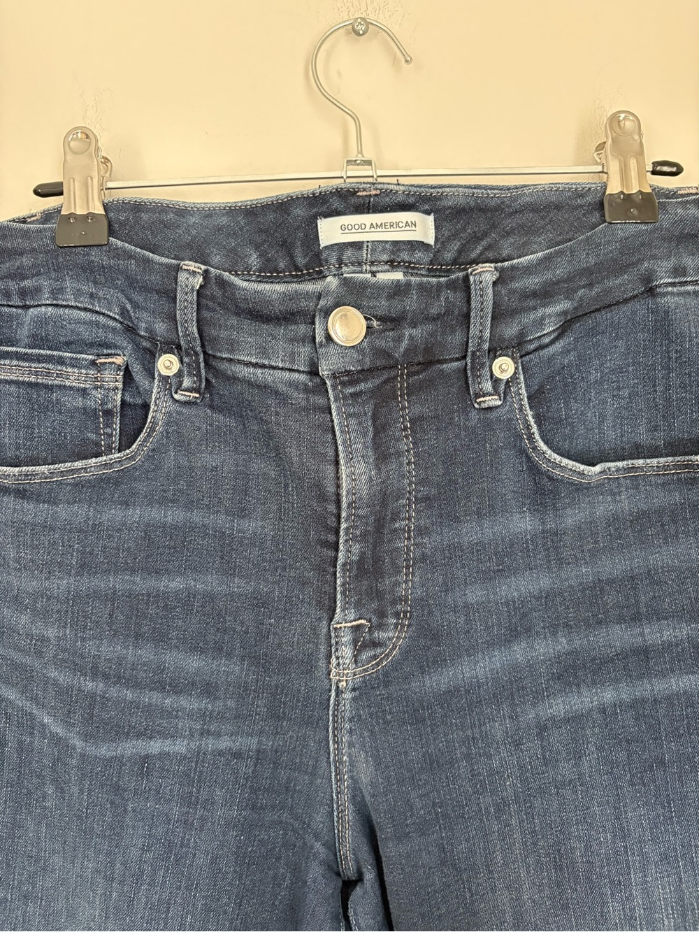 Good American Soft Tech Good Legs Crop High-Rise Slim Jeans - Dark Blue Size 8 - Picture 4 of 6